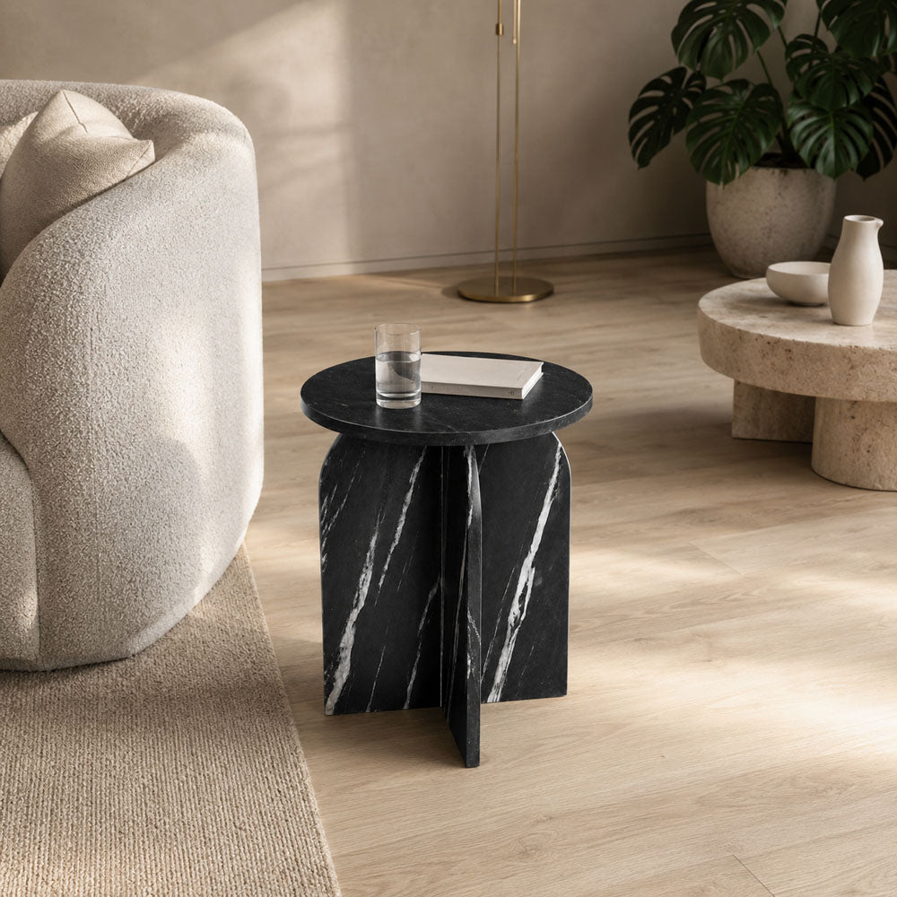 Clark Marble Side Table | Marine Black