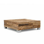 Caleb Reclaimed Wood Coffee Table | Natural | With Glass Top