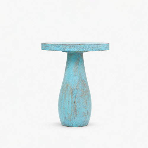 Amos Mango Wood Side Table | Blue Wash