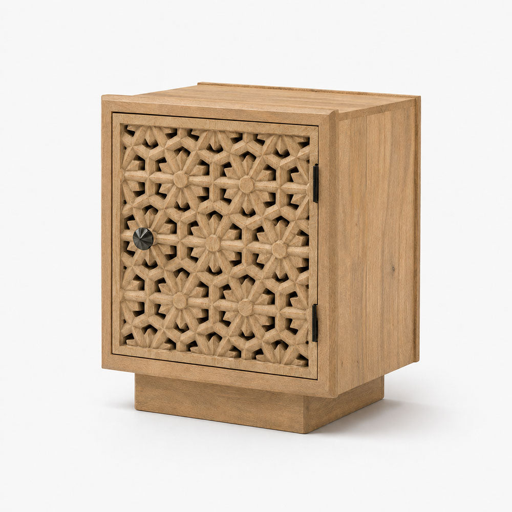 Nyla Mango Wood Bedside Table | Natural