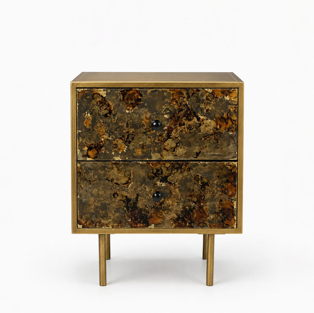 Luna Iron Bedside Table | Gold | Drawer Iron Bedside Table