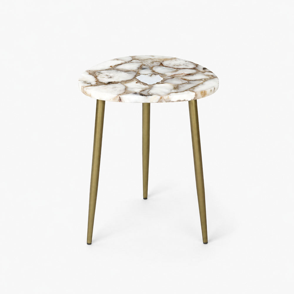 Corin Agate Side Table | White