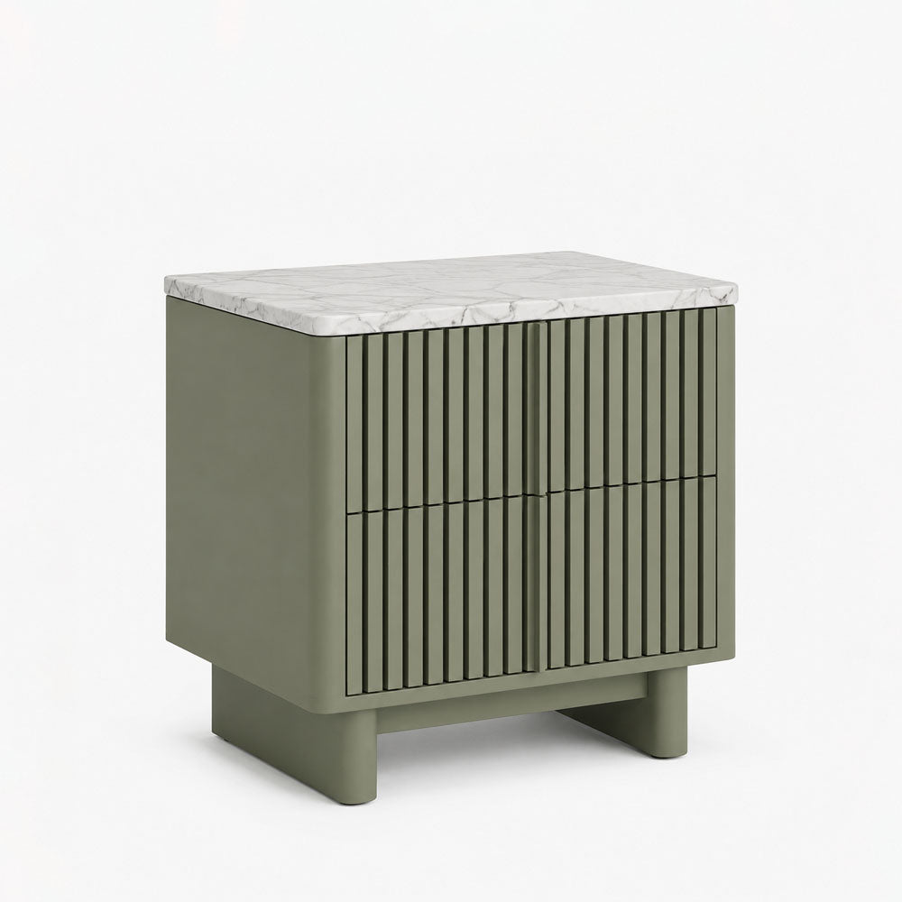 Klaus Mango Wood Bedside Table | Green