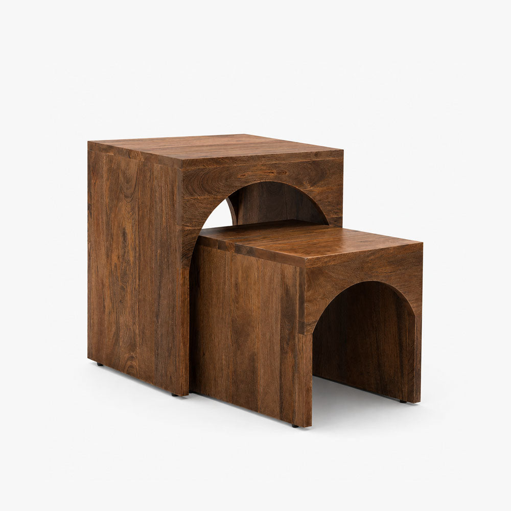 Sam Mango Wood Side Table | Set of 2 | Brown