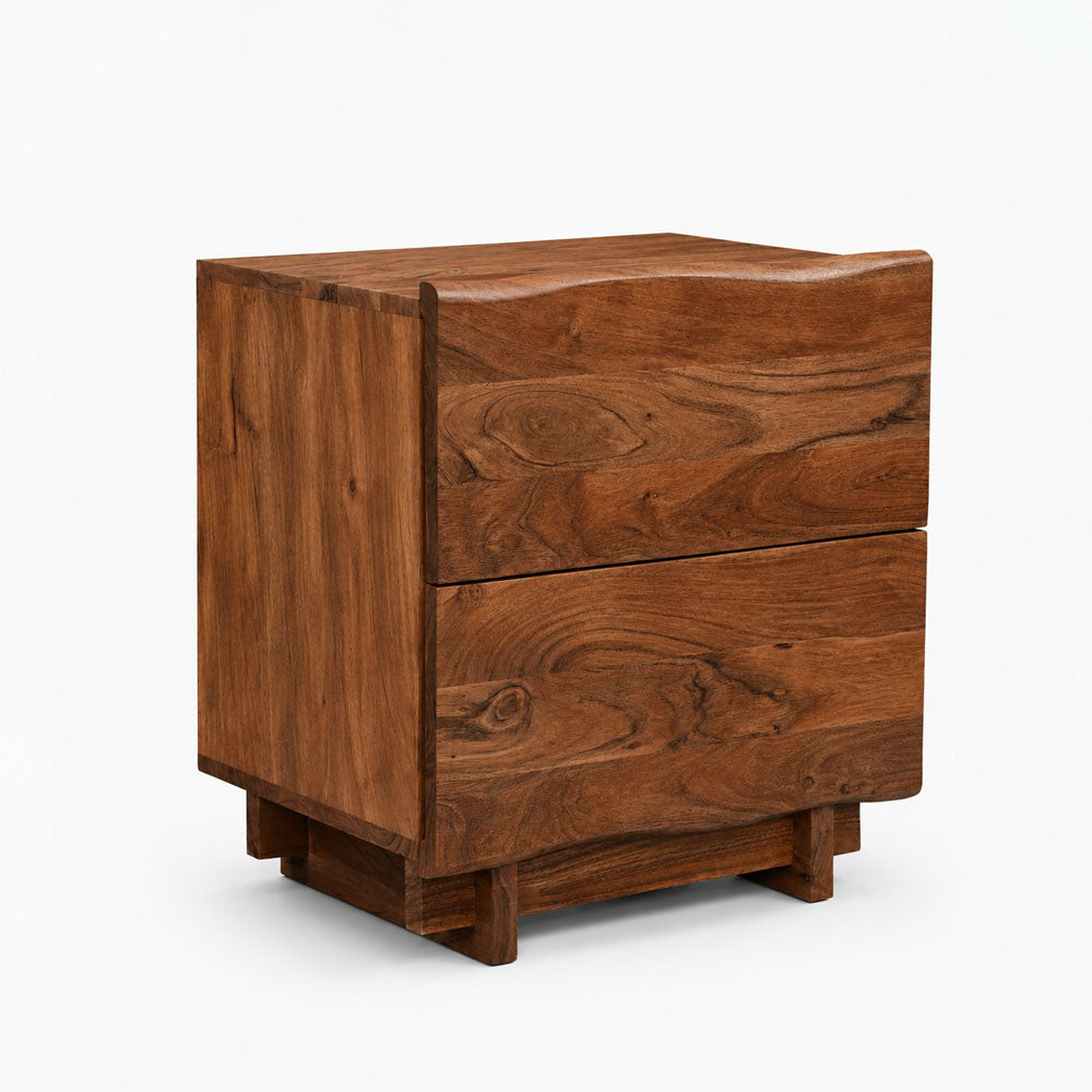 Cedar Acacia Wood Bedside Table | Brown
