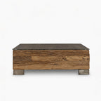 Caleb Reclaimed Wood Coffee Table | Natural | With Glass Top