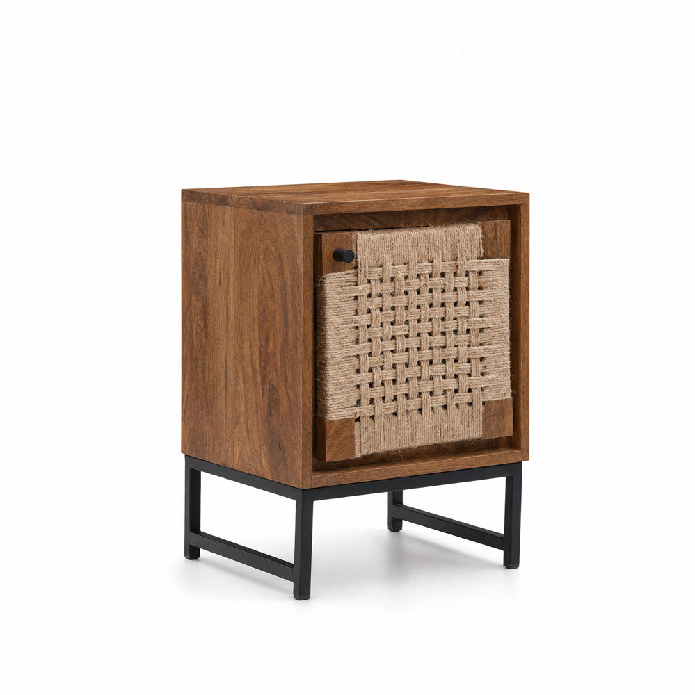 Roxana Mango Wood Side Table | Brown | Jute Side Table