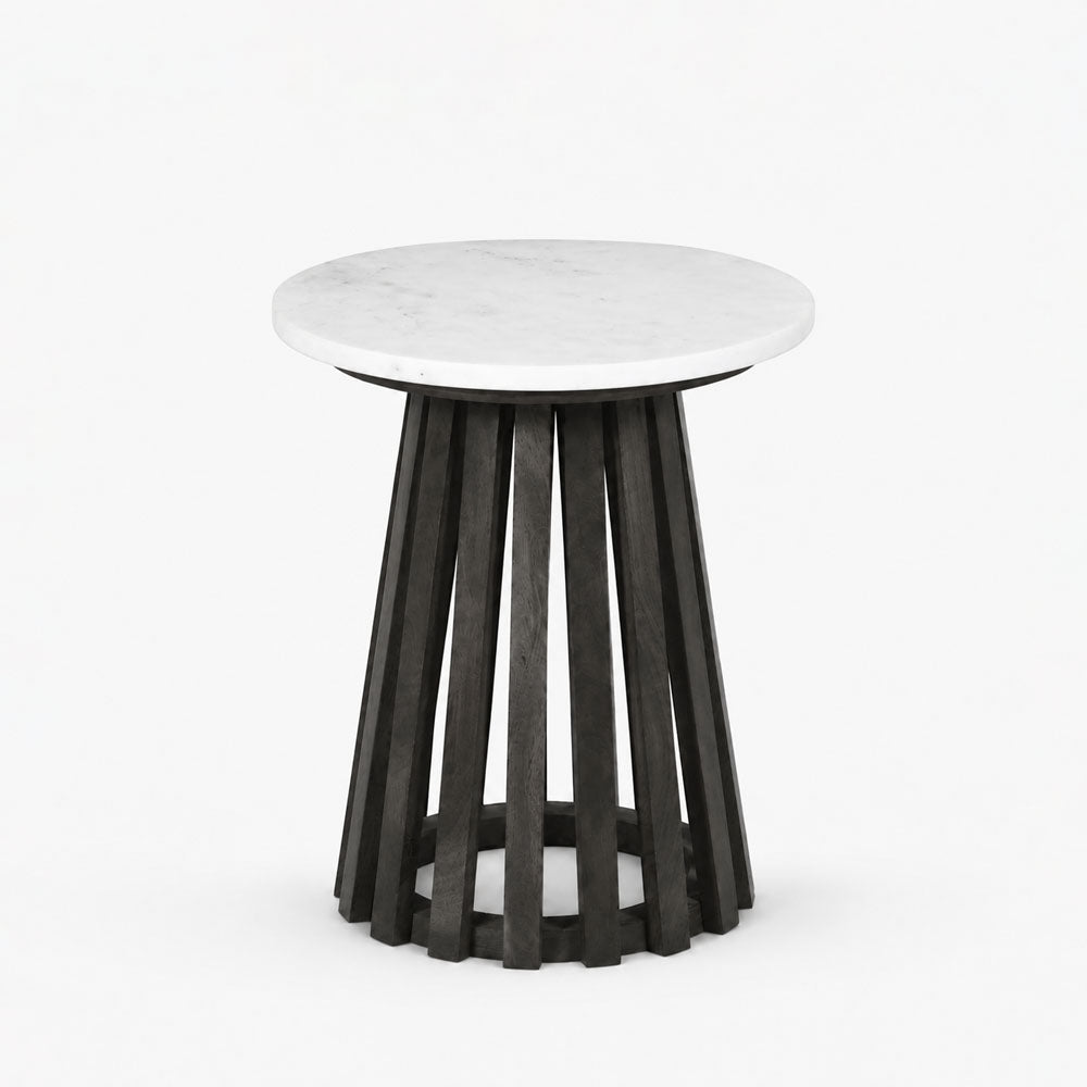 Flavia Marble Side Table | Walnut