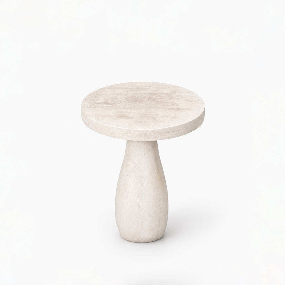 Fern Acacia Wood Side Table | White