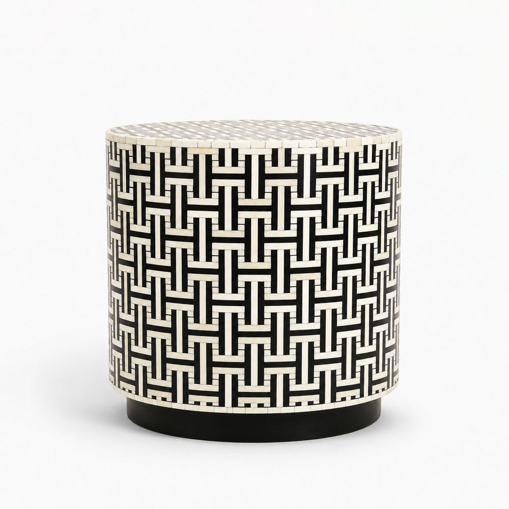Ivy Bone Inlay Side Table | Black