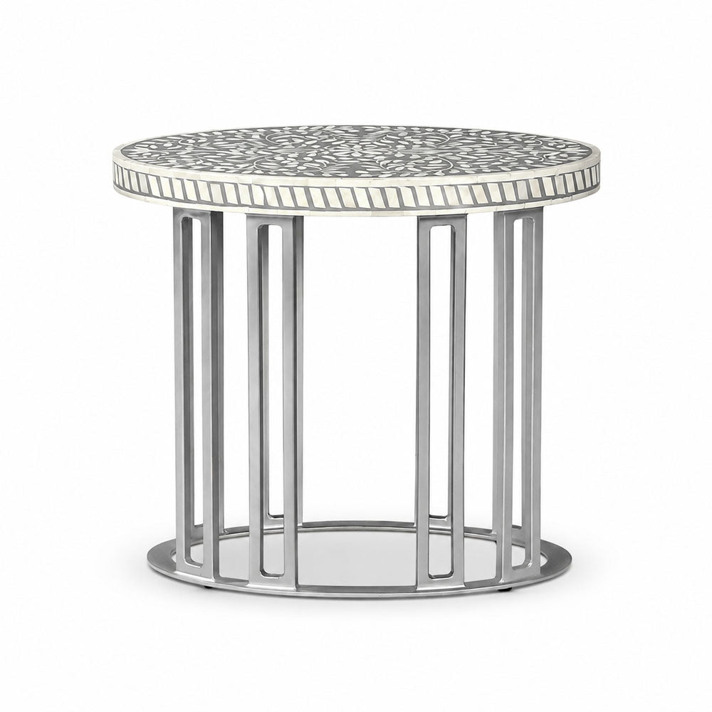 Maren Bone Inlay Side Table | Grey