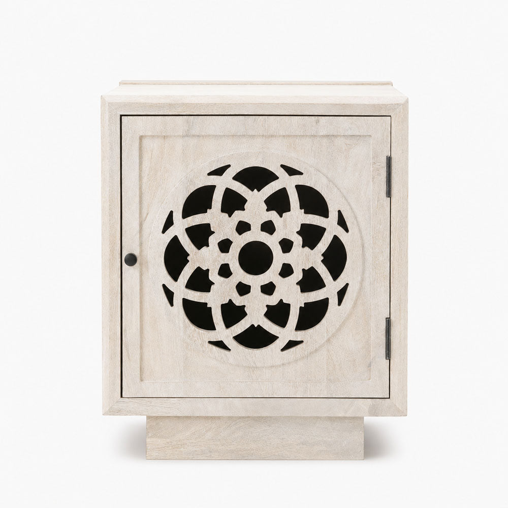 Serenity Mango Wood Bedside Table | White
