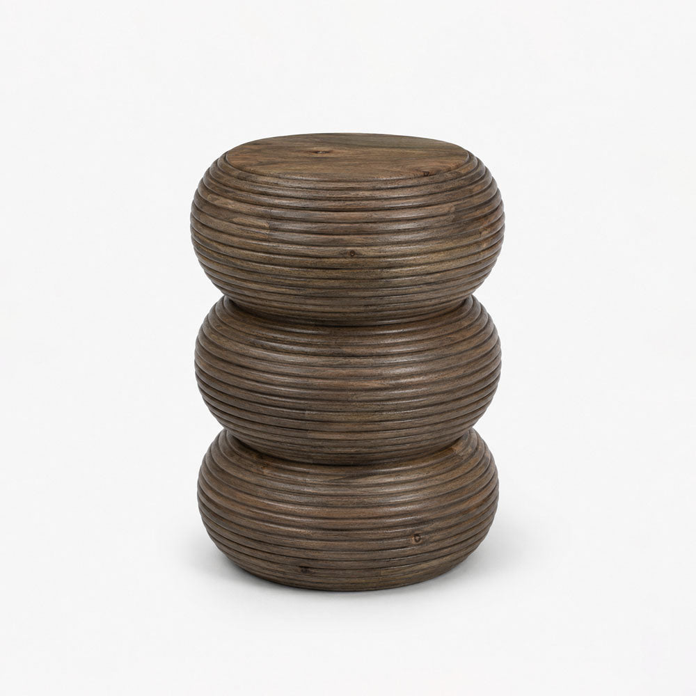 Lyra Acacia Wood Side Table | Shaped Wooden | Walnut