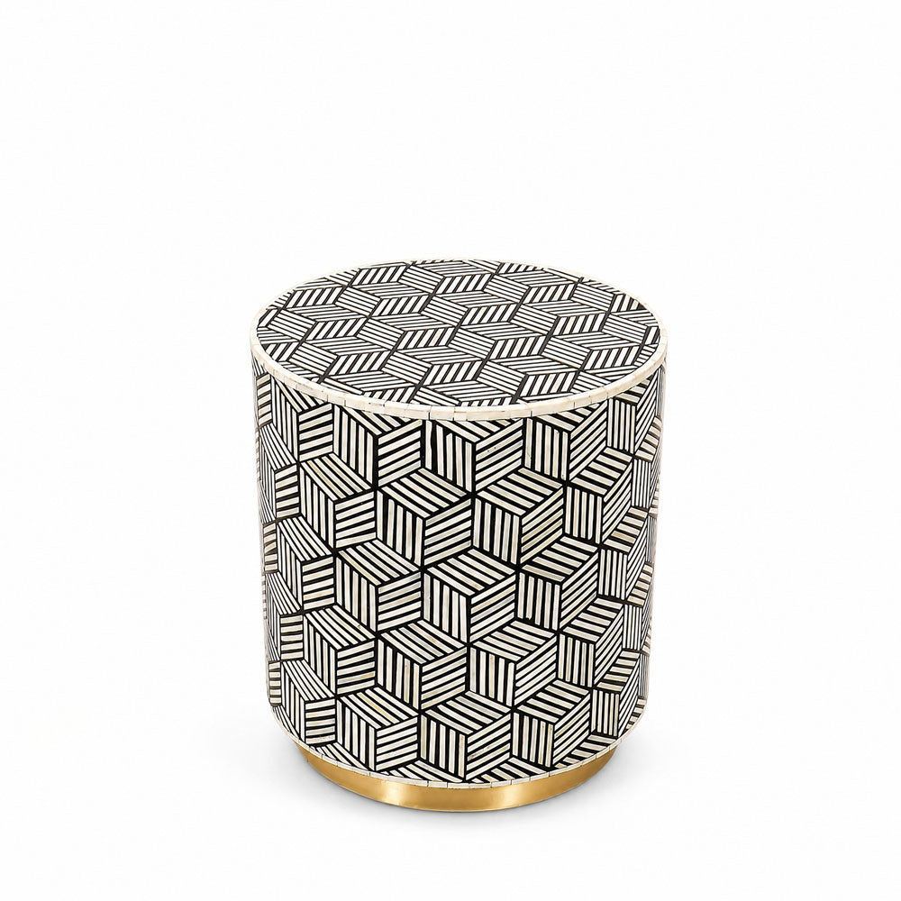 Brea Bone Inlay Side Table | Black