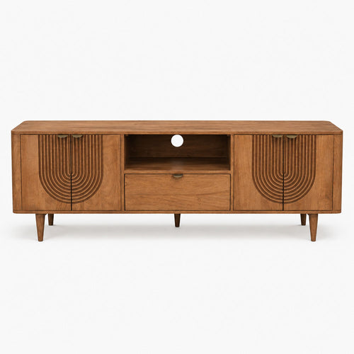 Aviso Mango Wood Media Unit | Honey