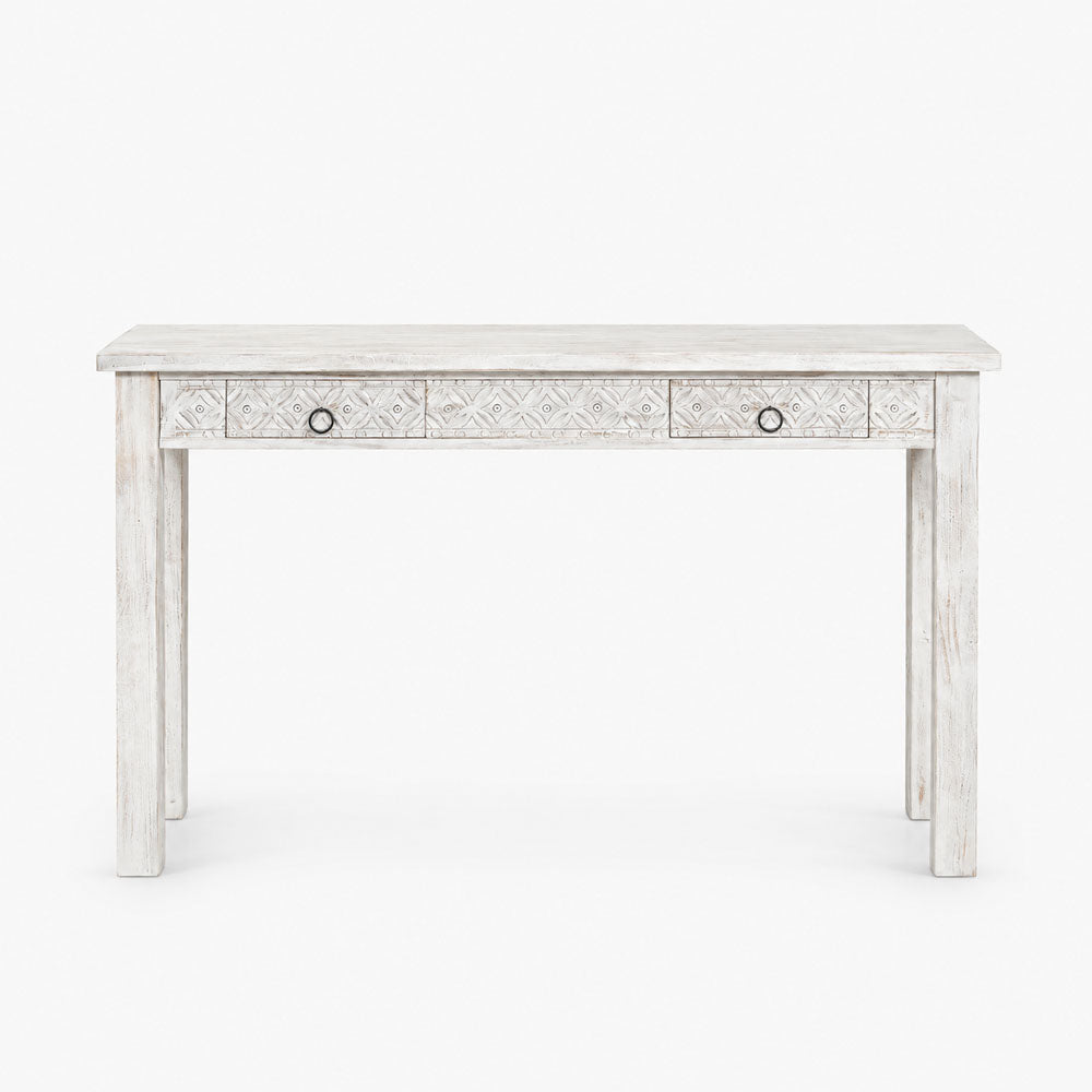 Elina Mango Wood Console Table | White