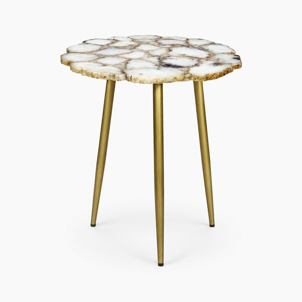 Dante Agate Side Table | Pearl - White