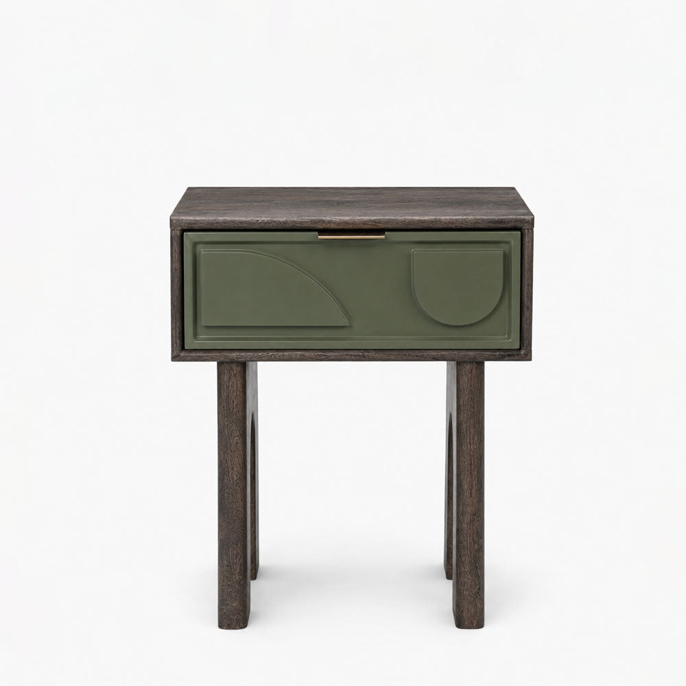 Moss Mango Wood Bedside Table | Walnut
