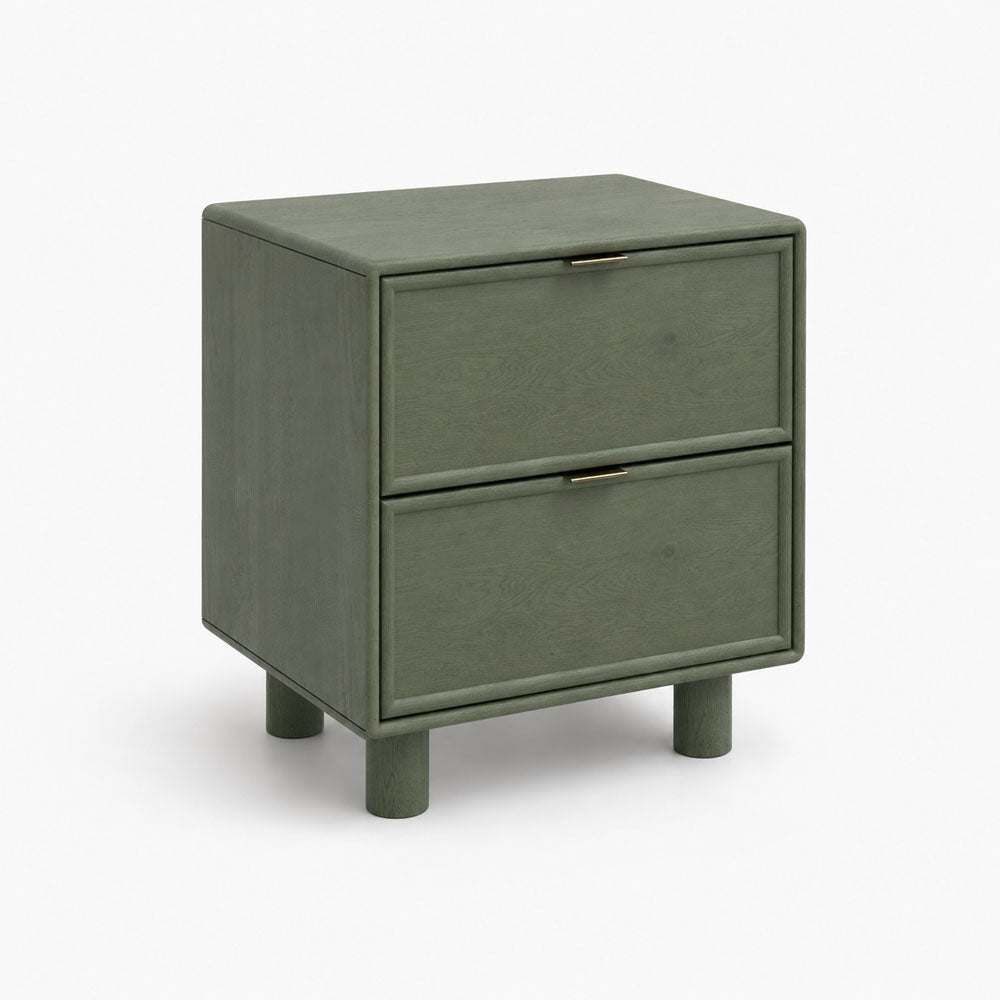 Aurelia Mango Wood Bedside Table | Green | Light Wood