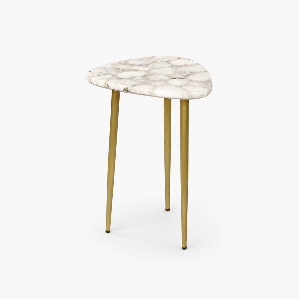 Corin Agate Side Table | White