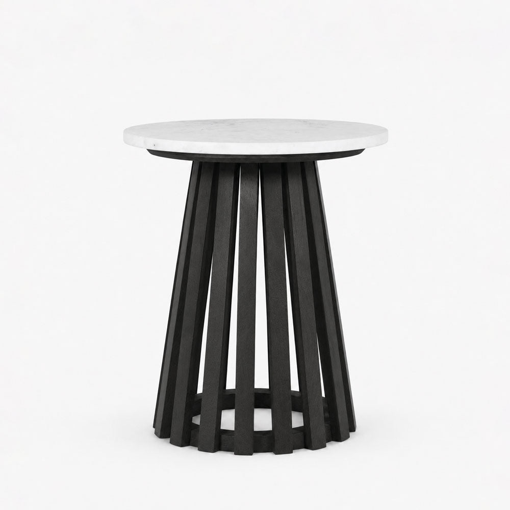 Flavia Marble Side Table | Walnut
