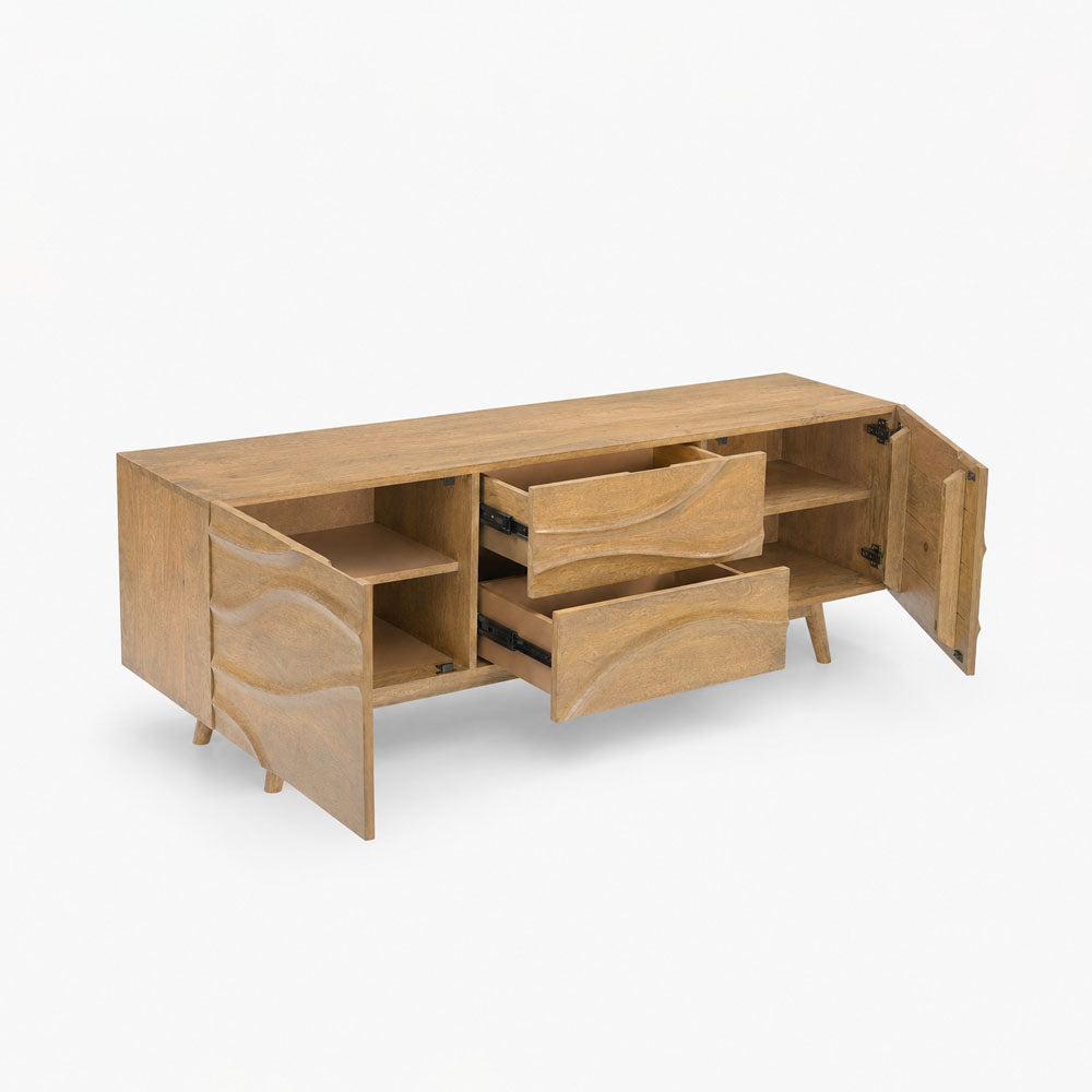 Tess Mango Wood Media Unit | Natural