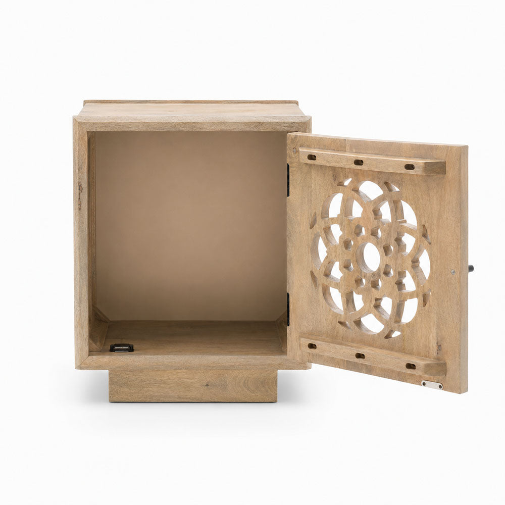 Serenity Mango Wood Bedside Table | Natural