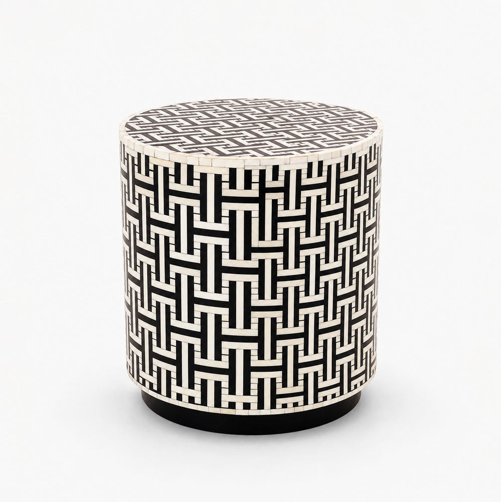 Ivy Bone Inlay Side Table | Black