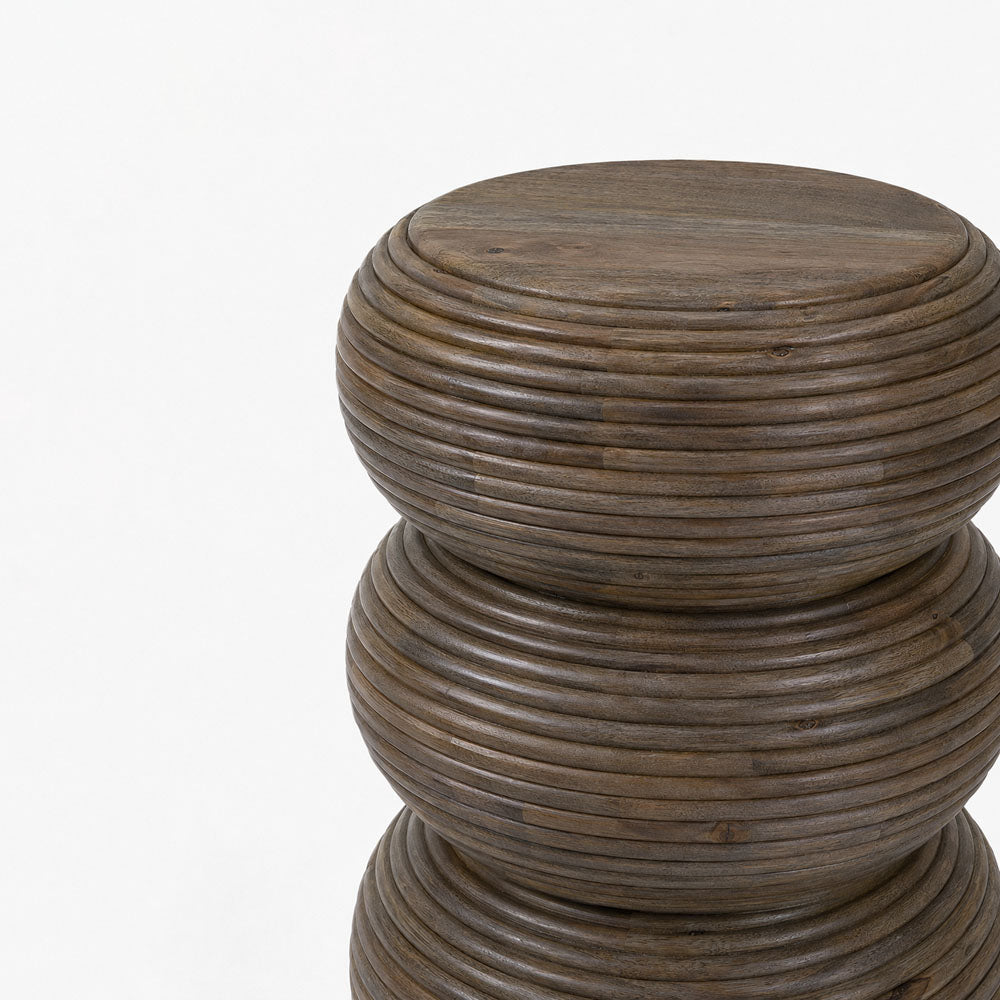 Lyra Acacia Wood Side Table | Shaped Wooden | Walnut
