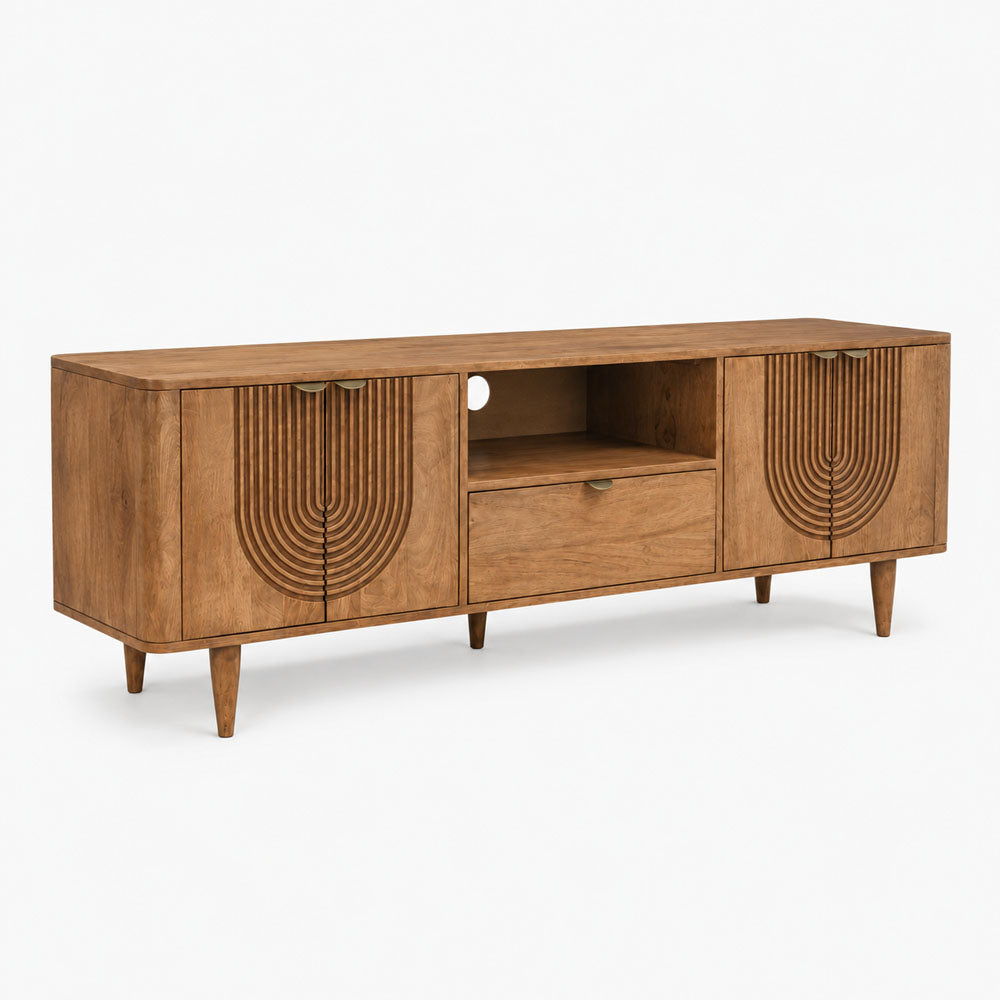 Aviso Mango Wood Media Unit | Honey