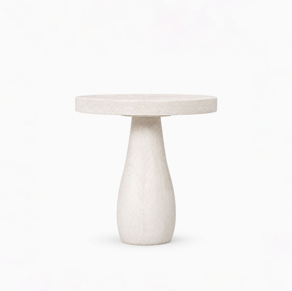 Fern Acacia Wood Side Table | White