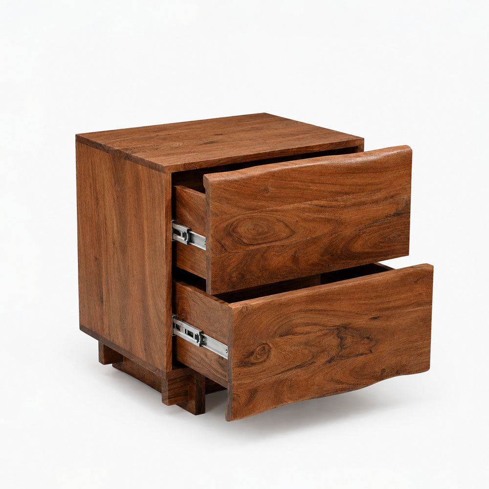 Cedar Acacia Wood Bedside Table | Brown