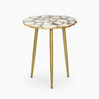 Dante Agate Side Table | Pearl - White