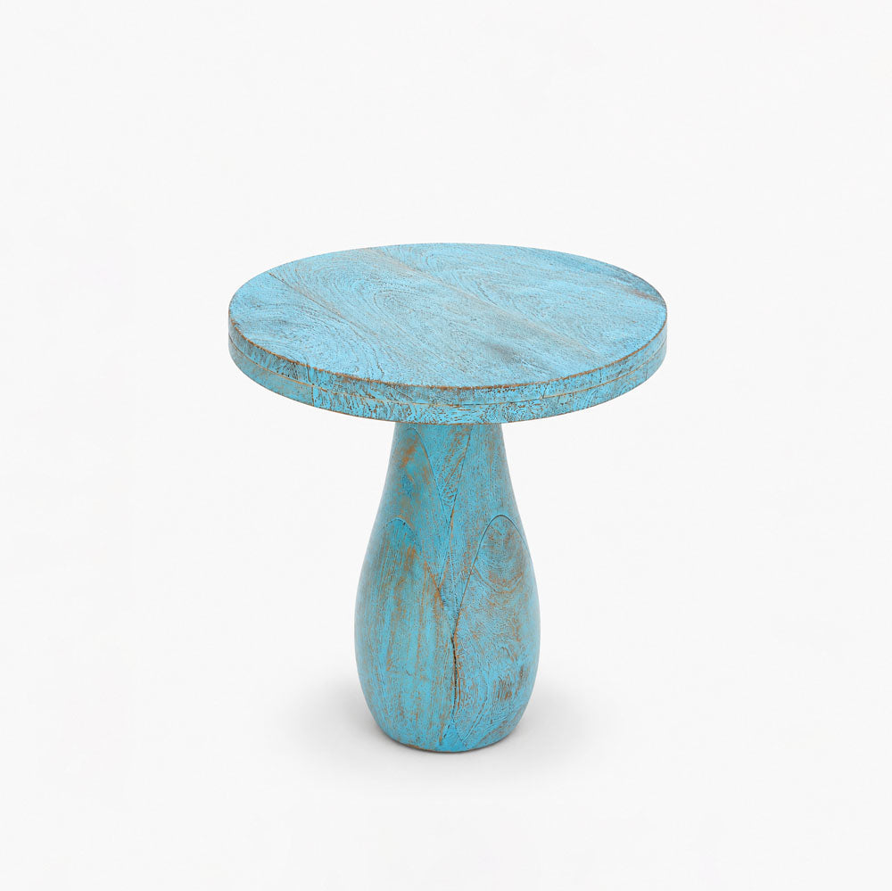 Amos Mango Wood Side Table | Blue Wash