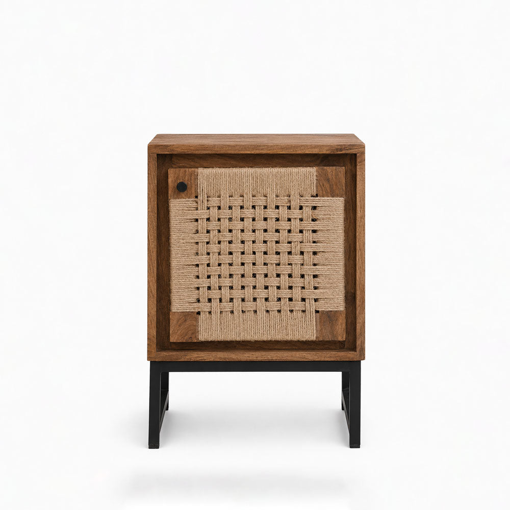 Roxana Mango Wood Side Table | Brown | Jute Side Table