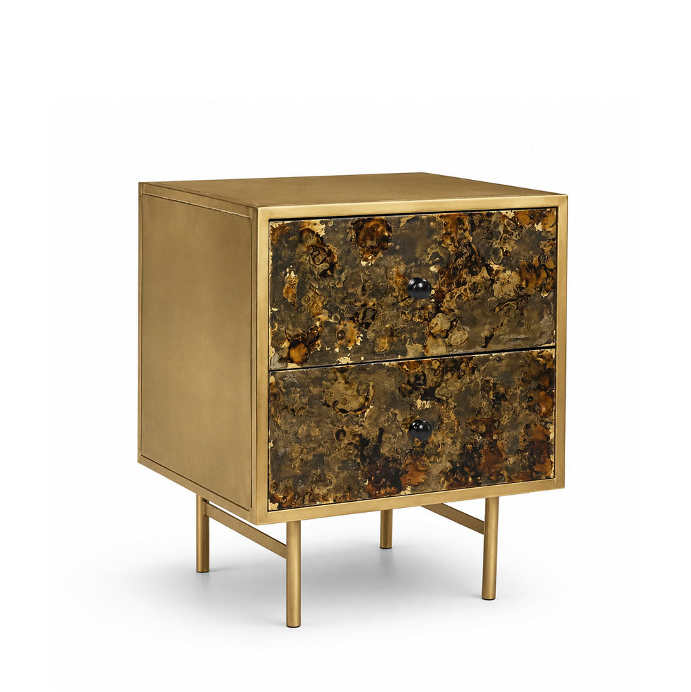 Luna Iron Bedside Table | Gold | Drawer Iron Bedside Table