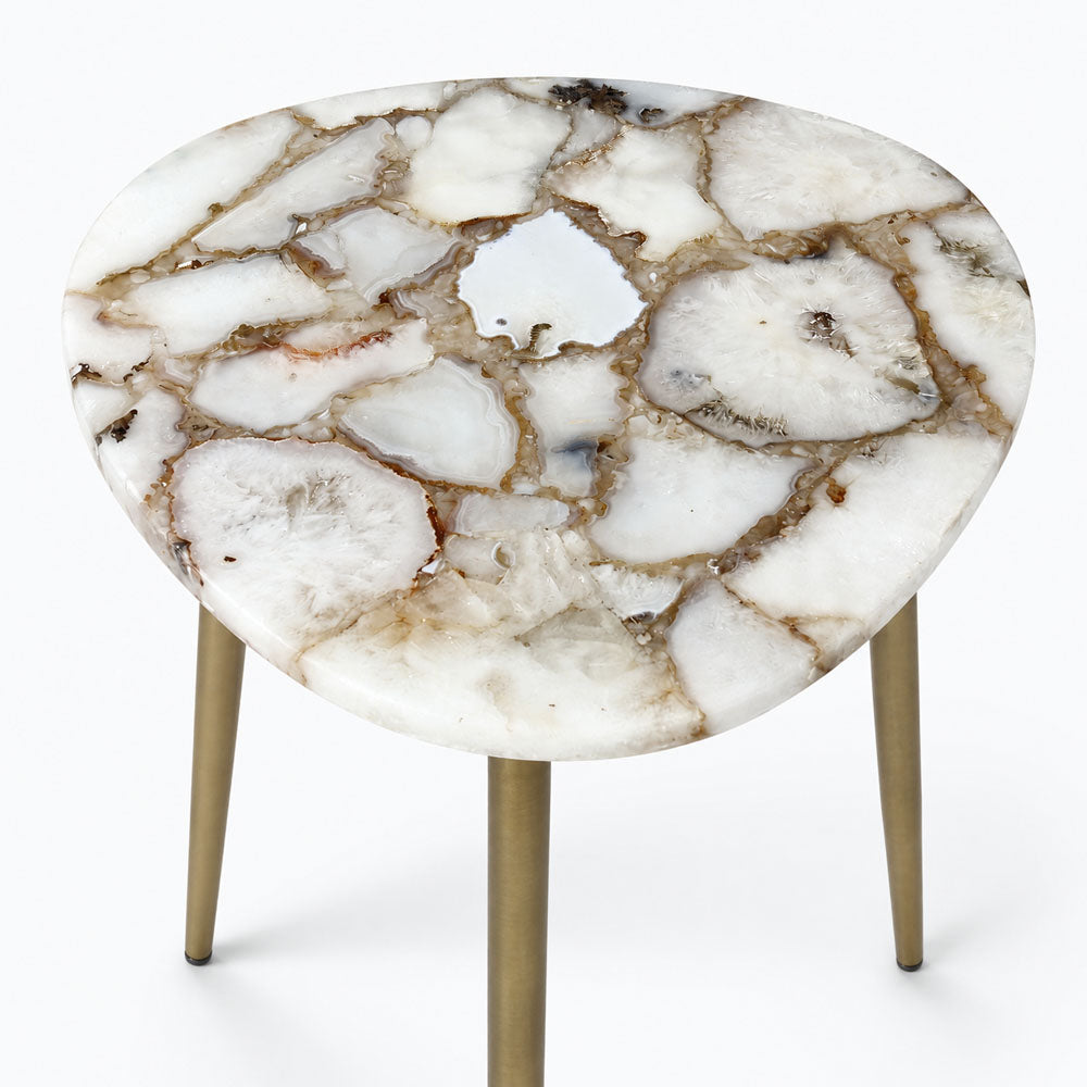 Corin Agate Side Table | White