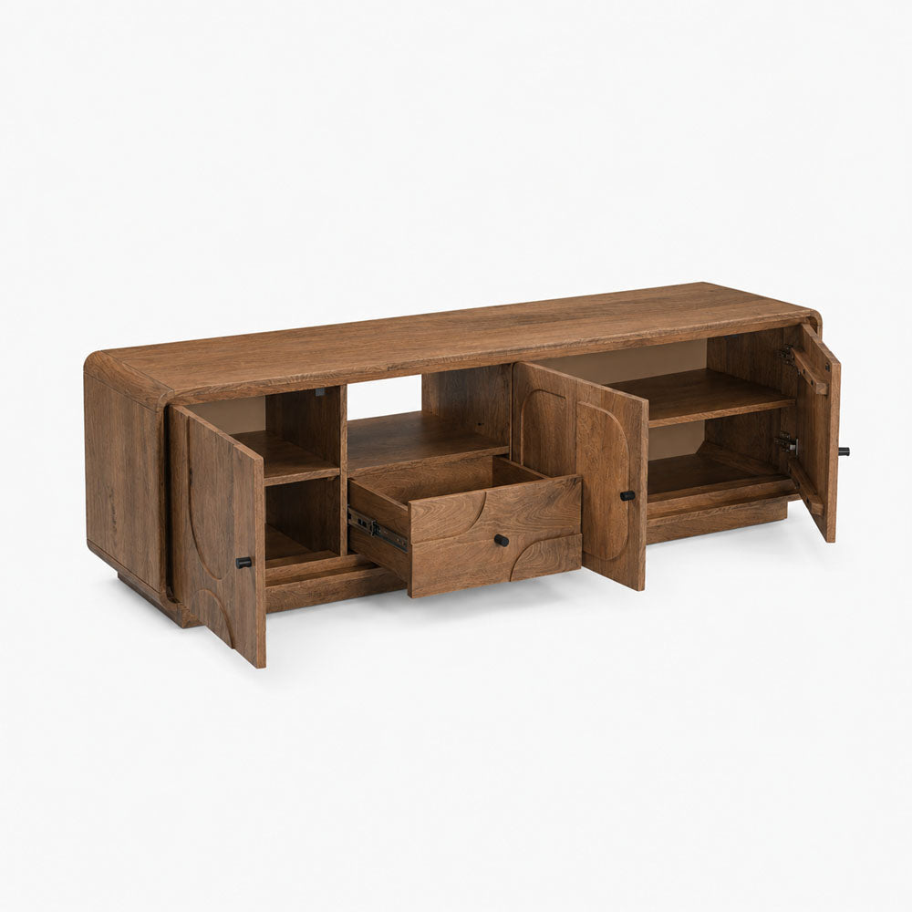 Lux Mango Wood Media Unit | Brown