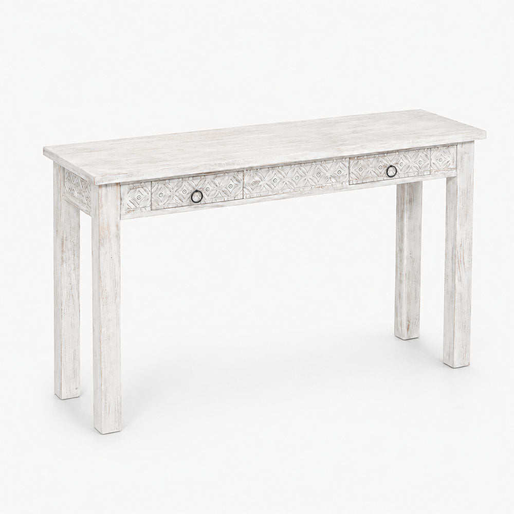Elina Mango Wood Console Table | White