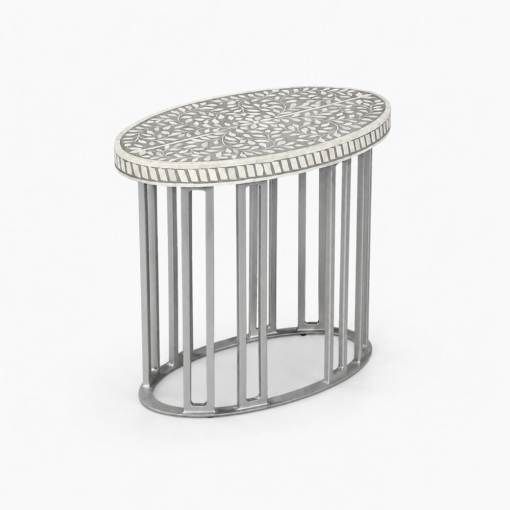 Maren Bone Inlay Side Table | Grey