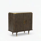 Celine Mango Wood Cabinet | Walnut | Door Marble Top Cabinet