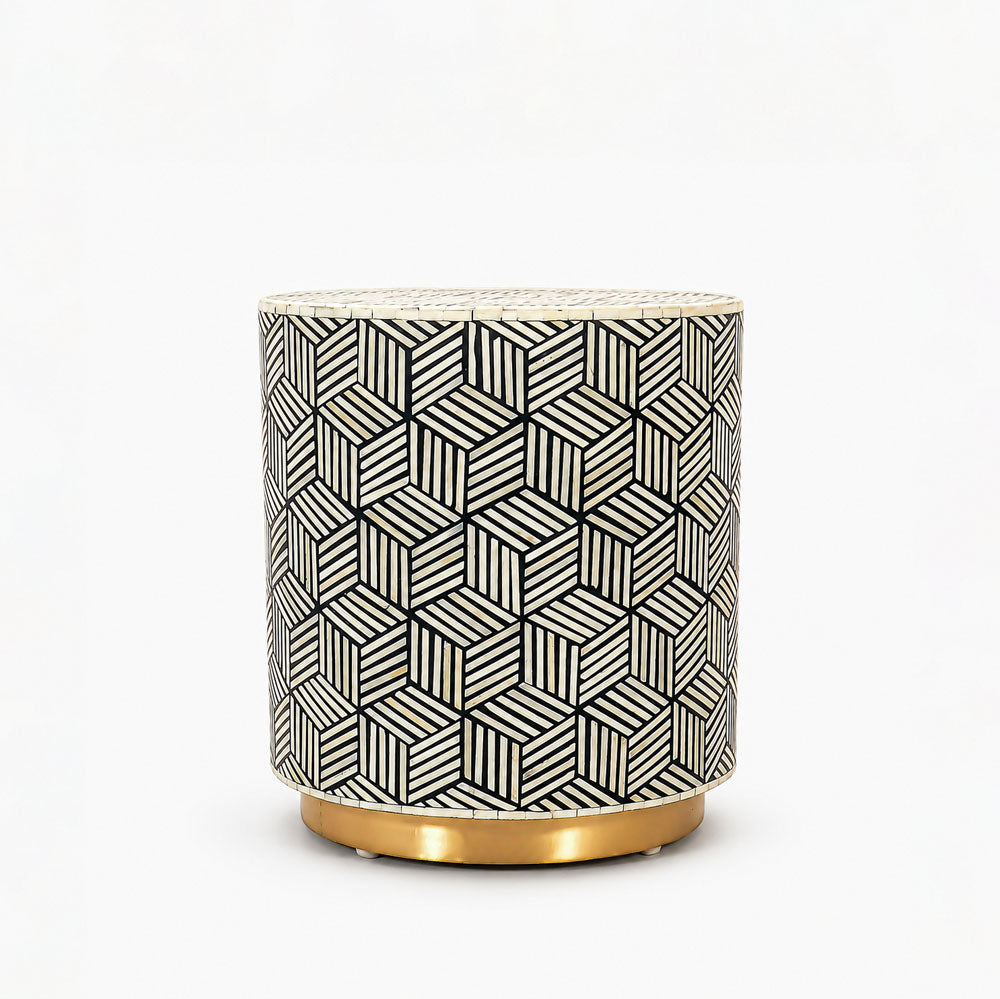 Brea Bone Inlay Side Table | Black