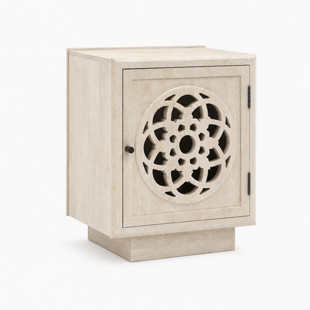 Serenity Mango Wood Bedside Table | White