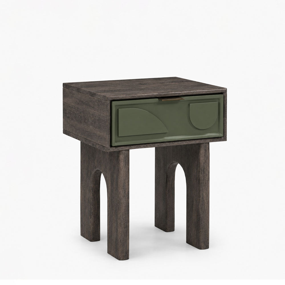 Moss Mango Wood Bedside Table | Walnut