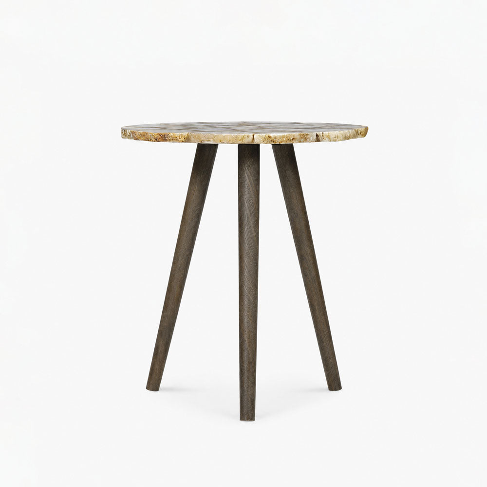 Tom Acacia Wood Side Table | White