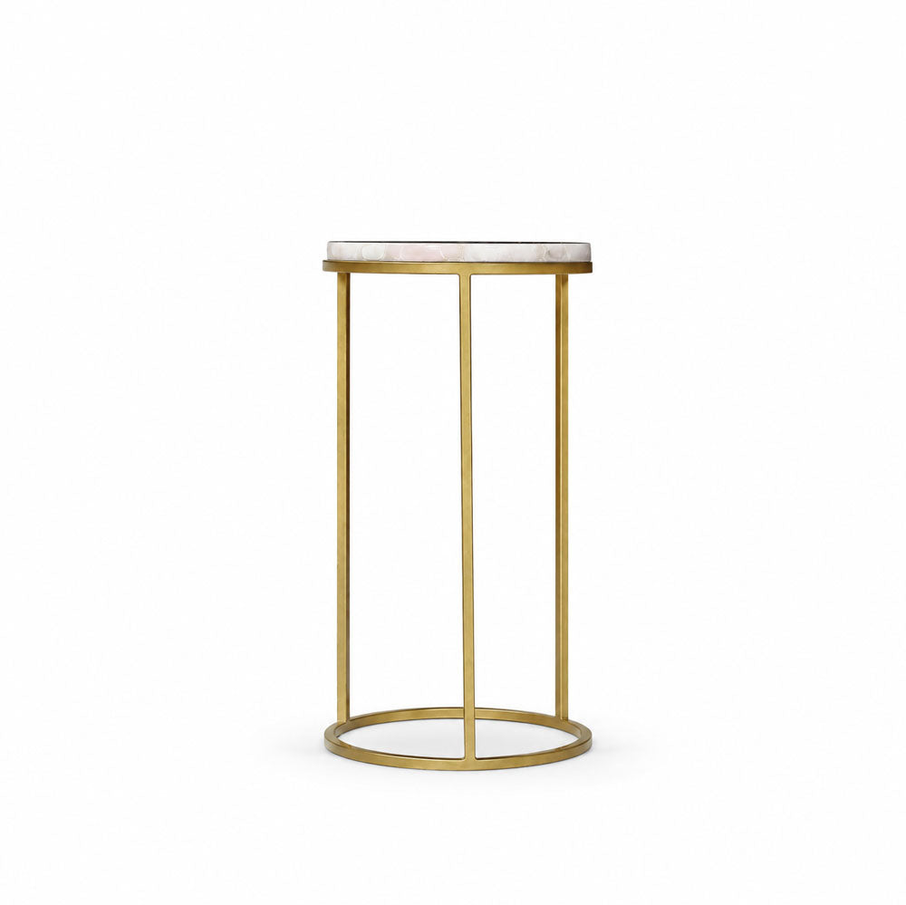Rosara Agate Side Table | White