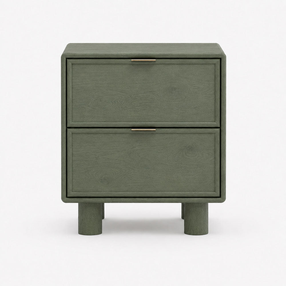 Aurelia Mango Wood Bedside Table | Green | Light Wood