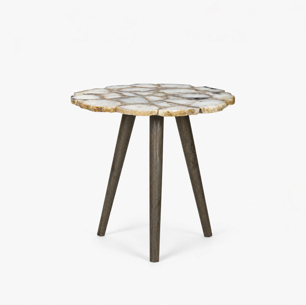 Tom Acacia Wood Side Table | White