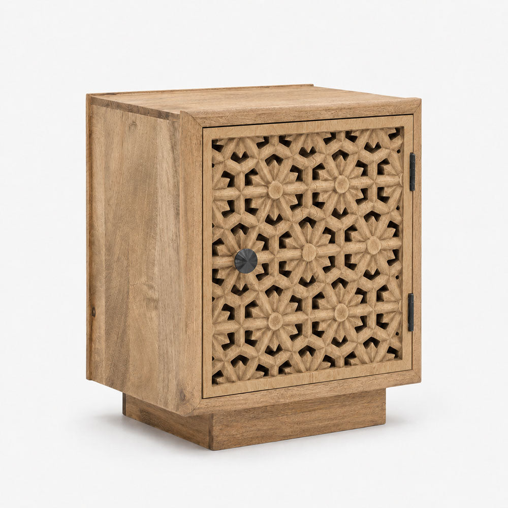 Nyla Mango Wood Bedside Table | Natural