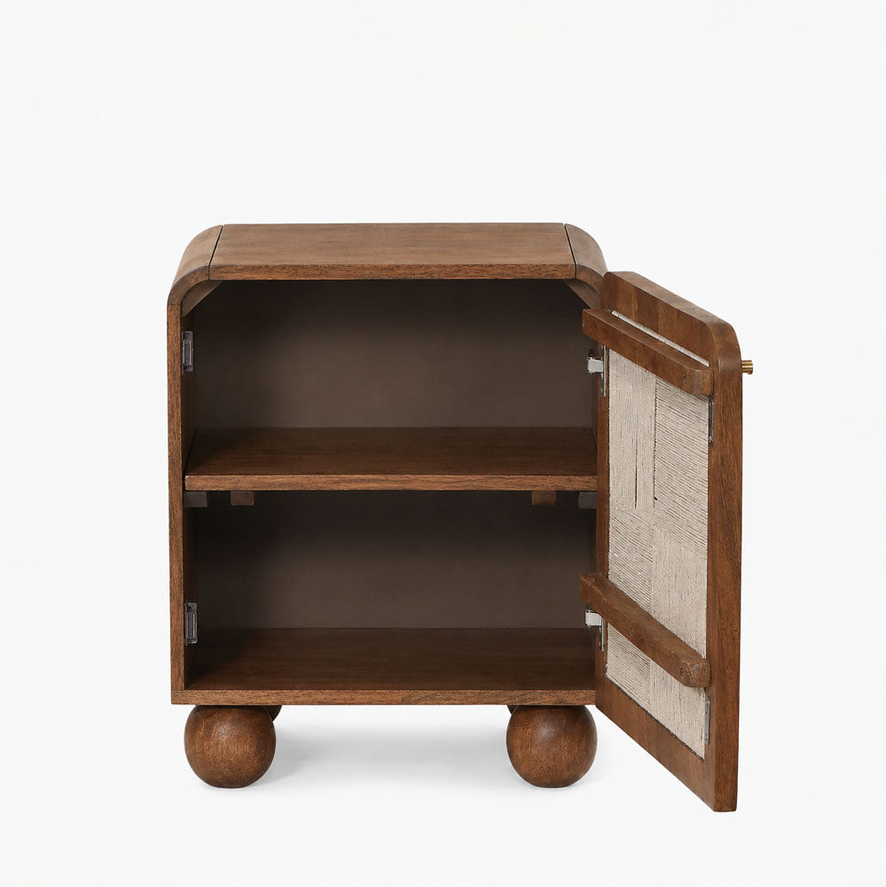 Myra Mango Wood Bedside Table | Walnut